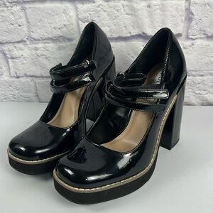 Steve Madden Twice Mary Jane Platform Pump Twice Block Heels Sz 9